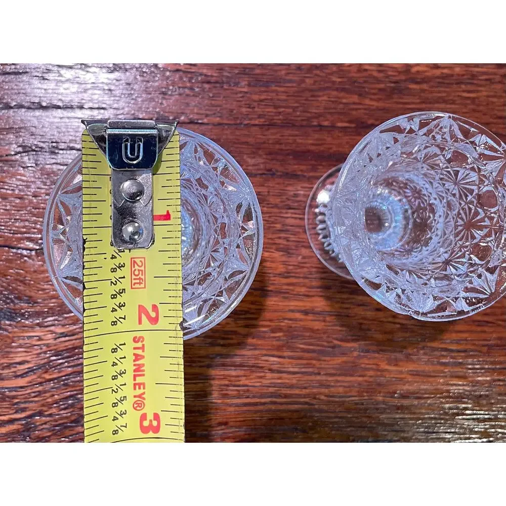 Vintage Etched Glass Pedestal Tapered Candle Holders, Set of 2